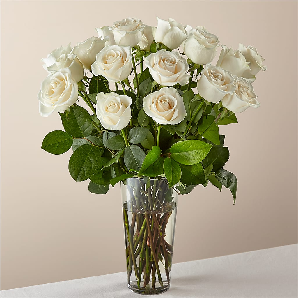 Long Stem White Rose Bouquet – Flowers By Marianne, Hampton Falls NH