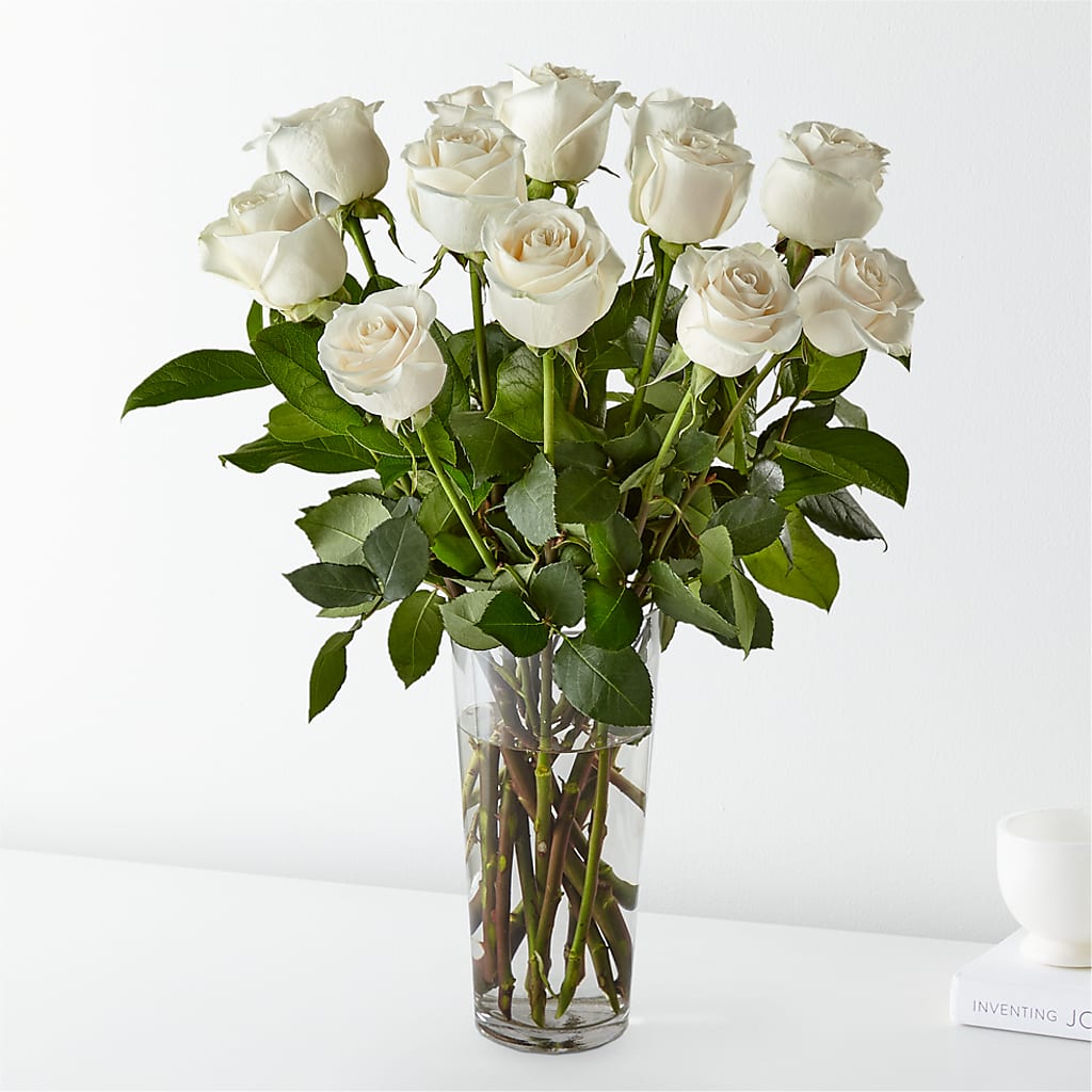 Long Stem White Rose Bouquet – Flowers By Marianne, Hampton Falls NH