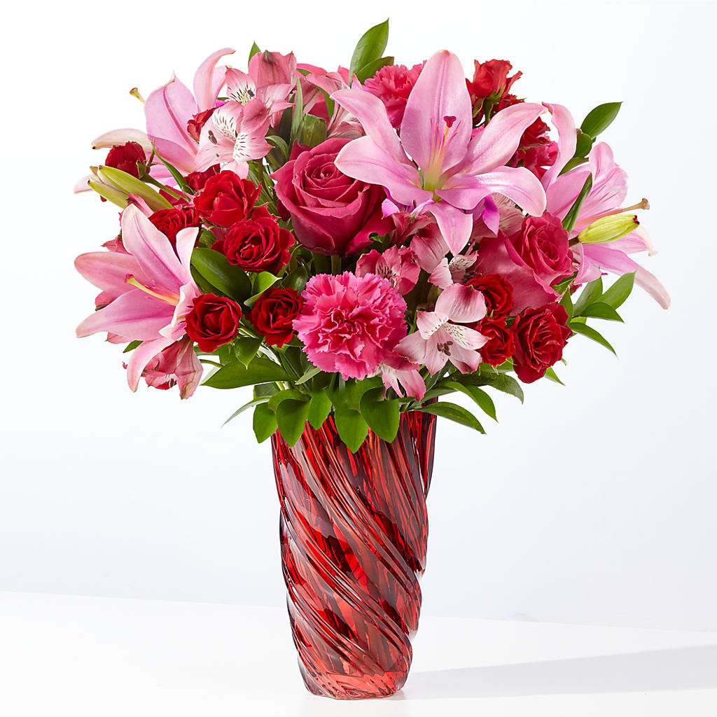 In Love Bouquet with Luxe Swirl Vase – Flowers By Marianne, Hampton Falls NH