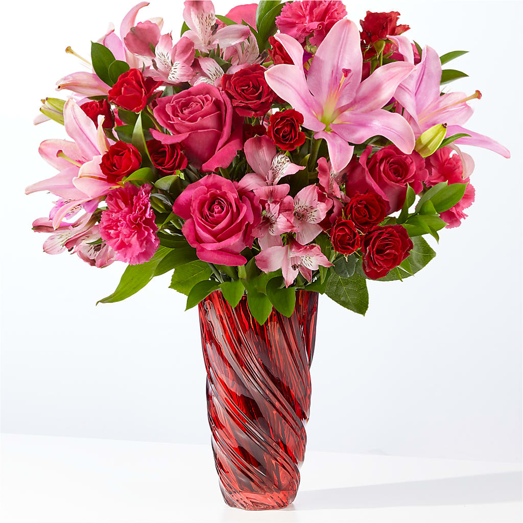 In Love Bouquet with Luxe Swirl Vase – Flowers By Marianne, Hampton Falls NH