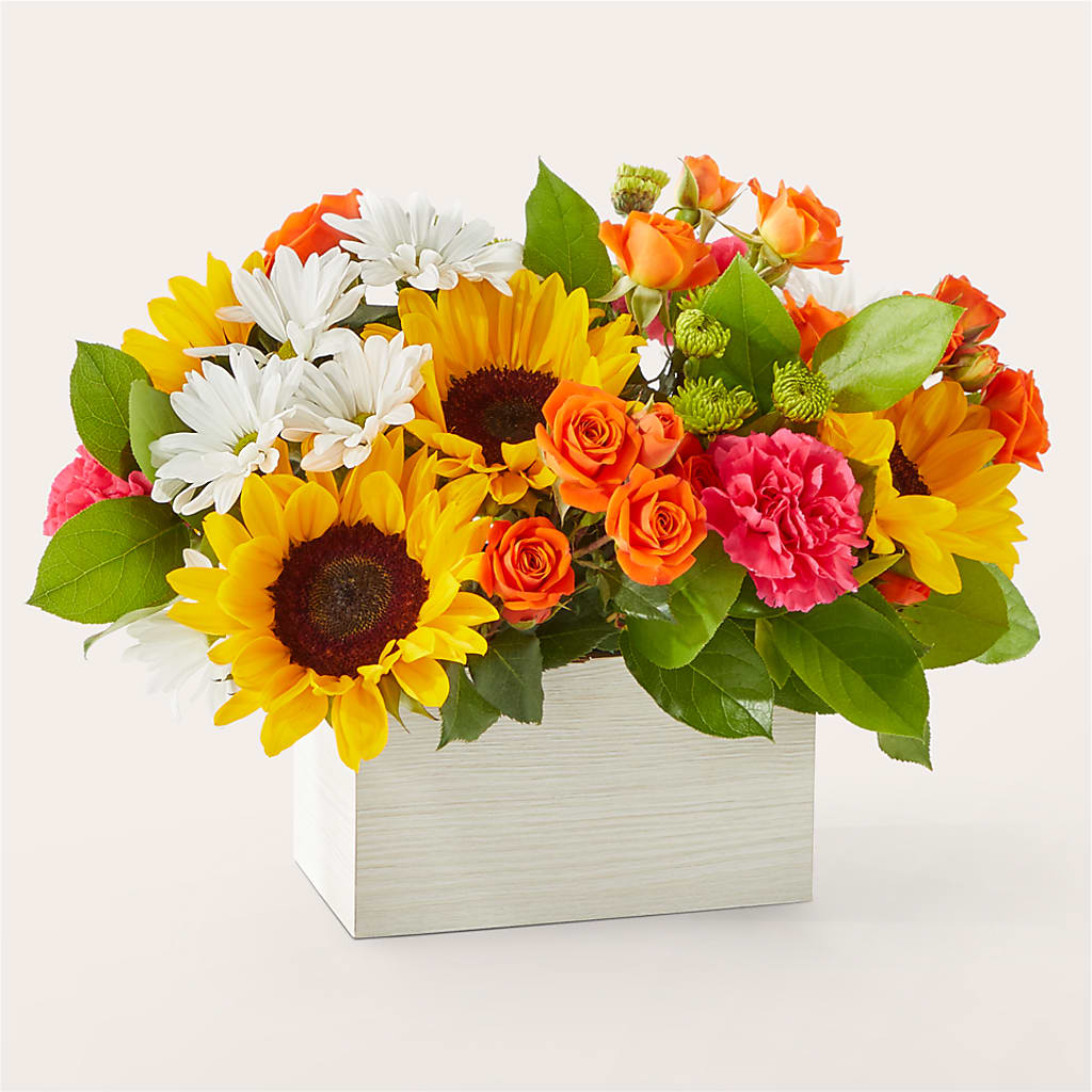 Sun-drenched Blooms Box Bouquet – Flowers By Marianne, Hampton Falls NH