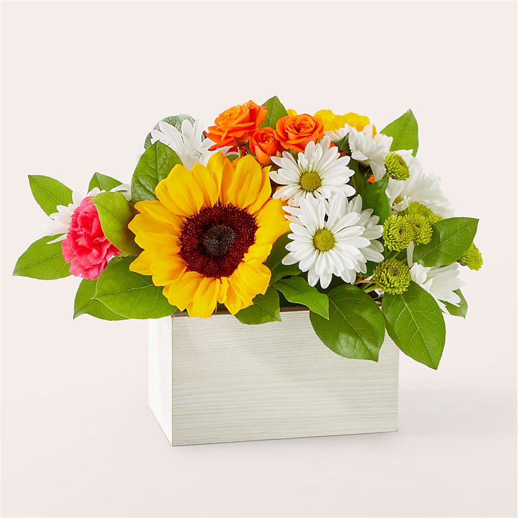 Sun-drenched Blooms Box Bouquet – Flowers By Marianne, Hampton Falls NH