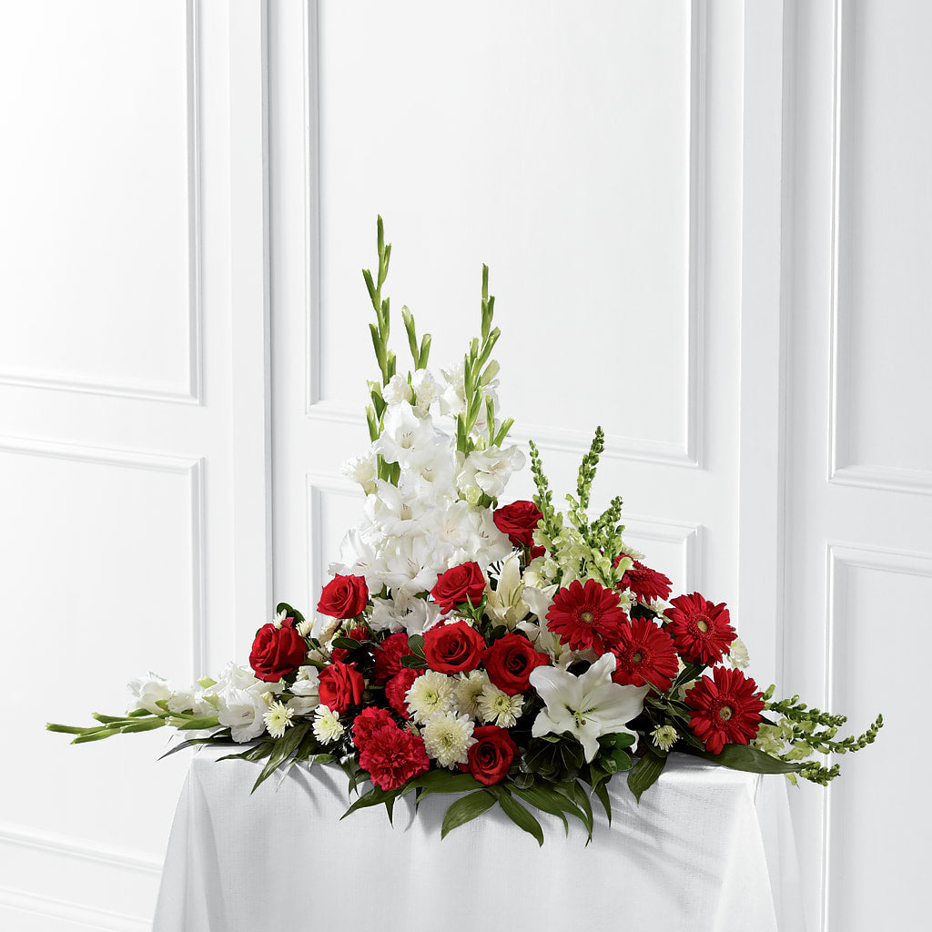 Crimson & White Arrangement – Flowers By Marianne, Hampton Falls NH