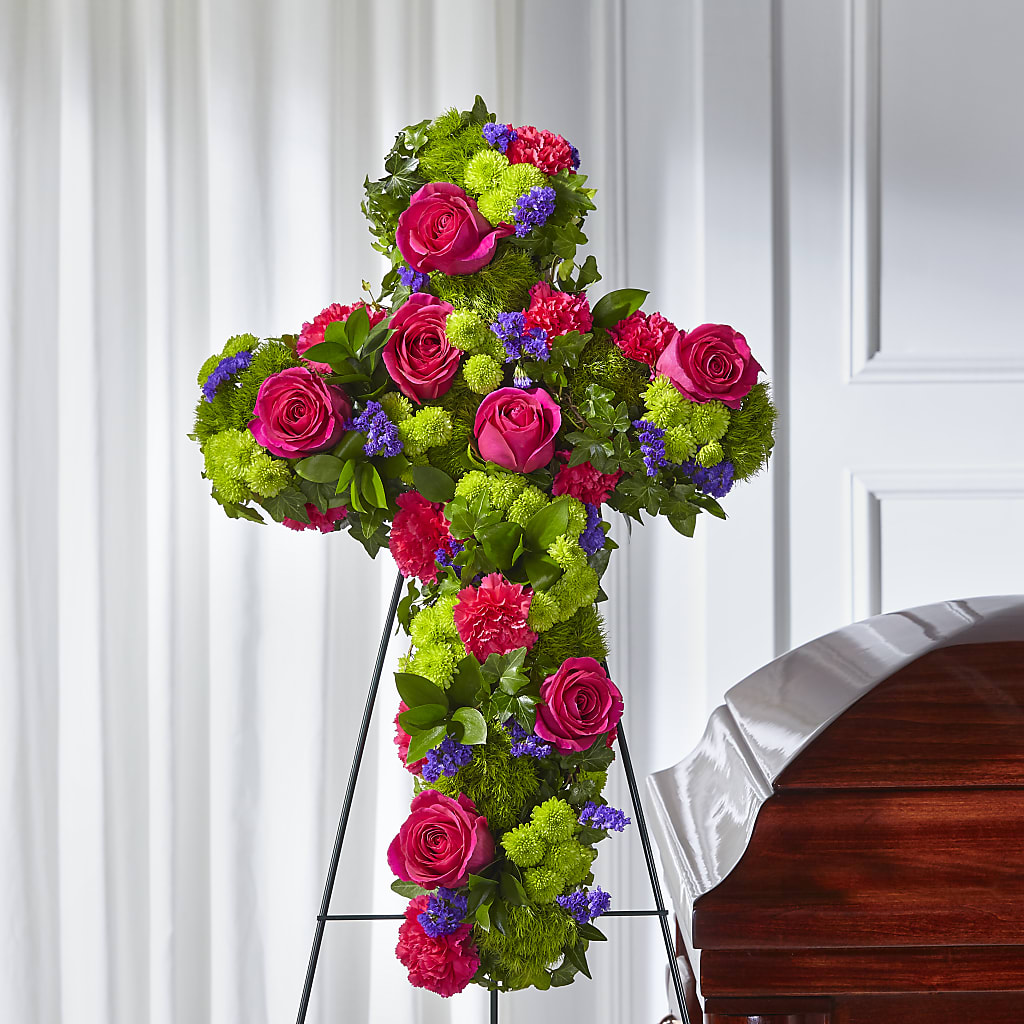 Tribute Rose Floral Cross – Flowers By Marianne, Hampton Falls NH