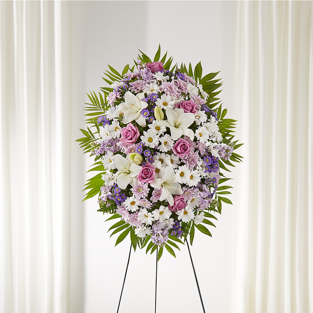 Surrounded by Love Standing Spray – Flowers By Marianne, Hampton Falls NH