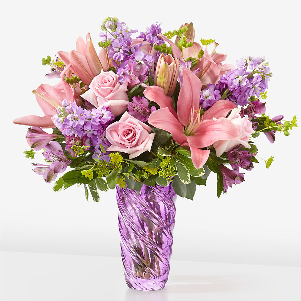 Precious Petals Bouquet with Luxe Swirl Vase – Flowers By Marianne, Hampton Falls NH