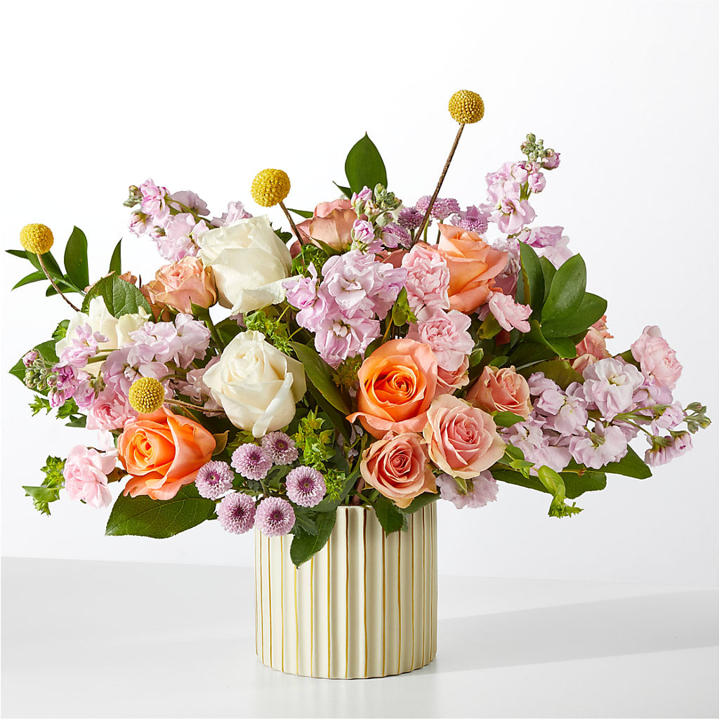 French Market Bouquet with Ivory Vase – Flowers By Marianne, Hampton Falls NH