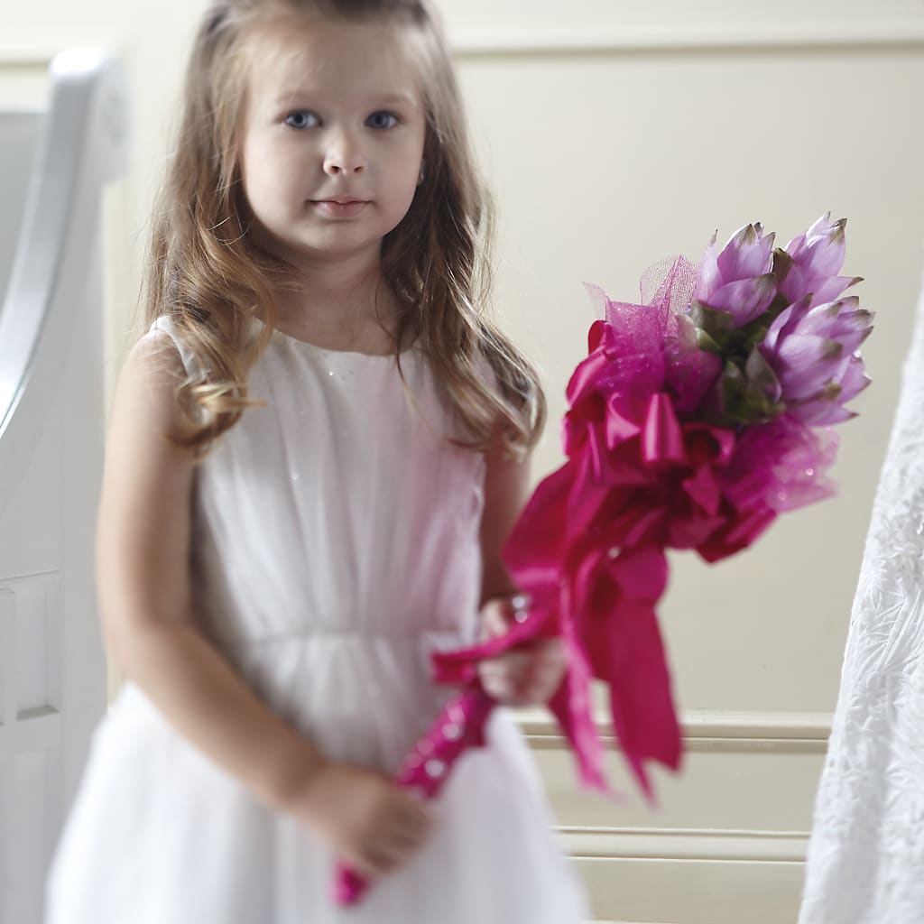 Sparkle Pink Flower Girl Bouquet – Flowers By Marianne, Hampton Falls NH