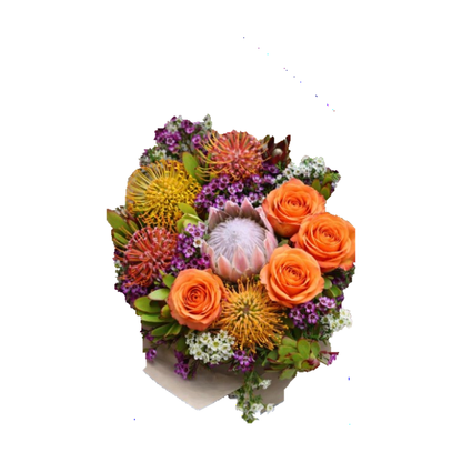 Vibrant Bouquet with orange roses –  Flowers By Marianne, Hampton Falls NH