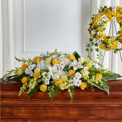 Golden Harmony Casket Spray –  Flowers By Marianne, Hampton Falls NH