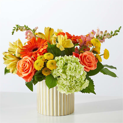 Autumn Sunshine Bouquet with Ivory Vase –  Flowers By Marianne, Hampton Falls NH