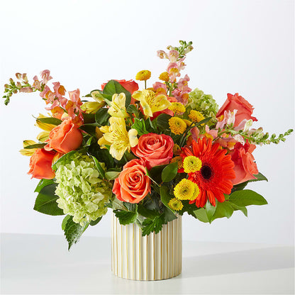 Autumn Sunshine Bouquet with Ivory Vase –  Flowers By Marianne, Hampton Falls NH