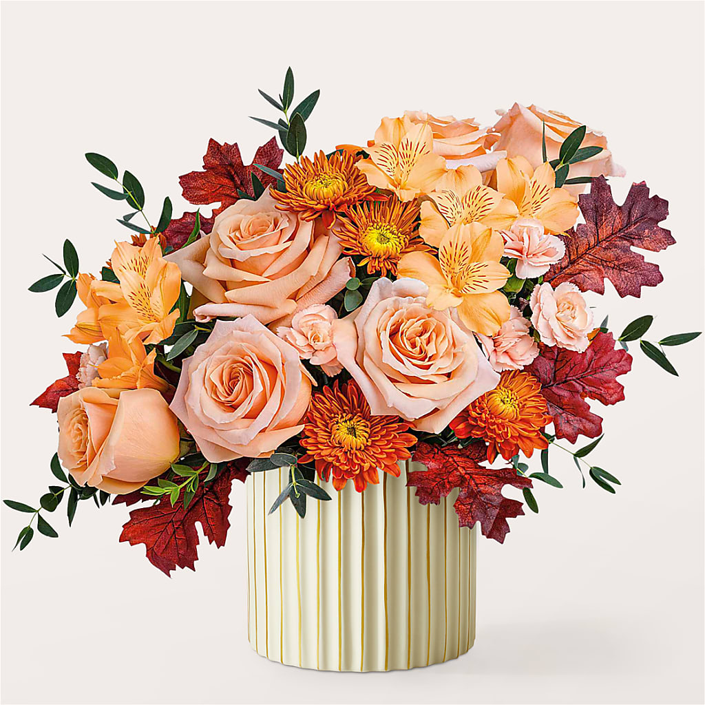 Spiced Latte Bouquet with Ivory Vase –  Flowers By Marianne, Hampton Falls NH