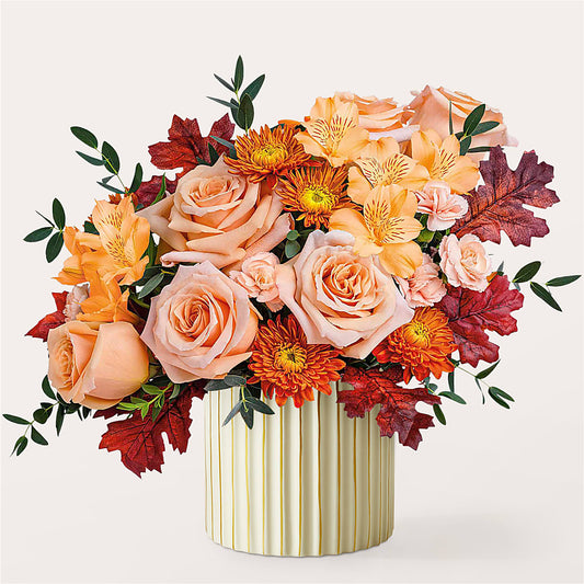 Spiced Latte Bouquet with Ivory Vase –  Flowers By Marianne, Hampton Falls NH