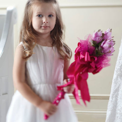 Sparkle Pink Flower Girl Bouquet –  Flowers By Marianne, Hampton Falls NH